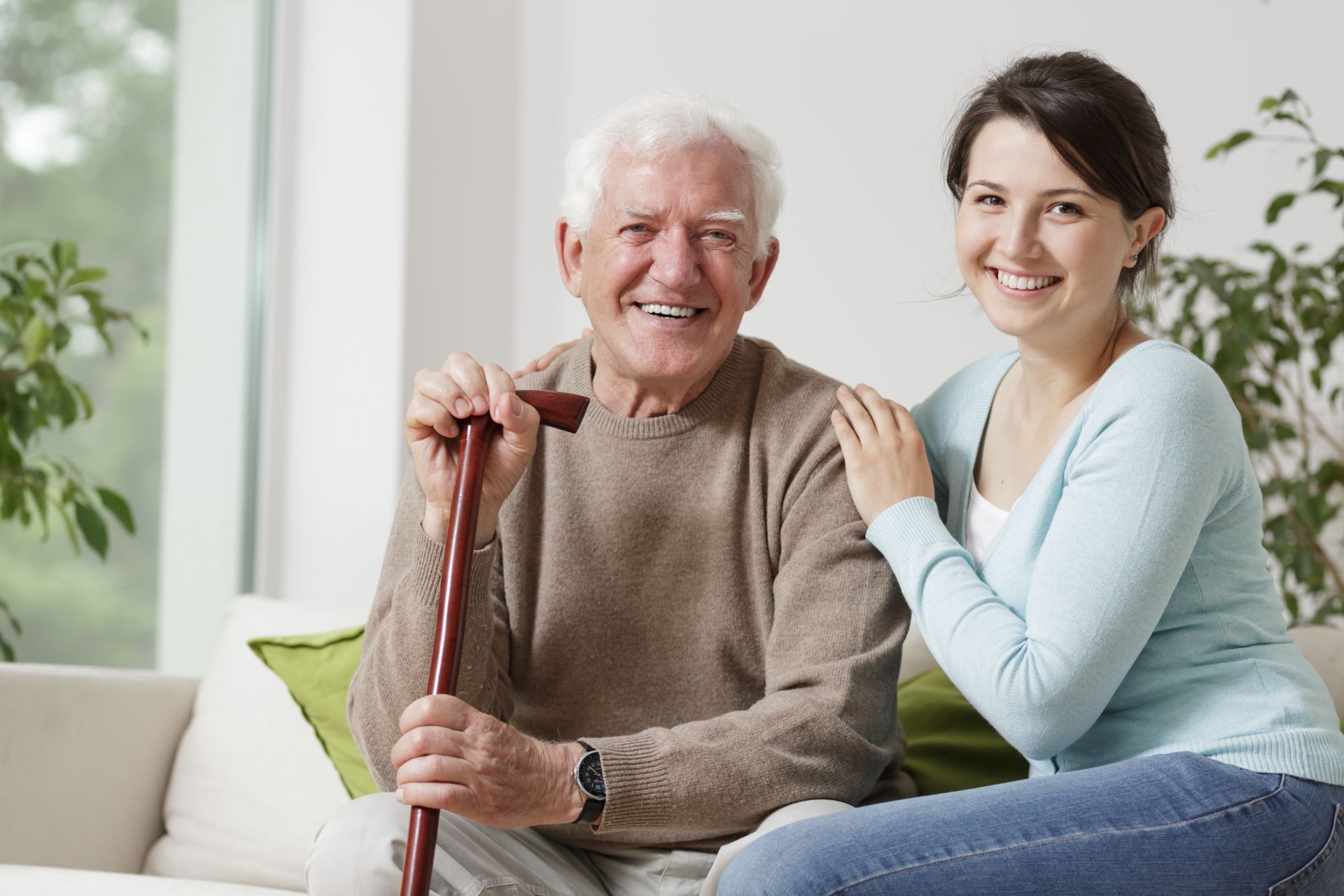 Happy senior with 24/7 in-home in the Phoenix, AZ area