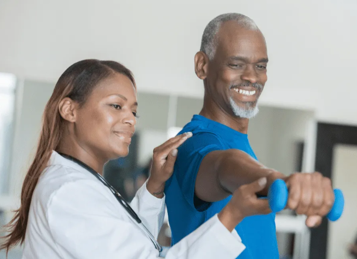 Senior man getting Assistance with Daily Physical Therapy in the Encanto area of Phoenix, AZ